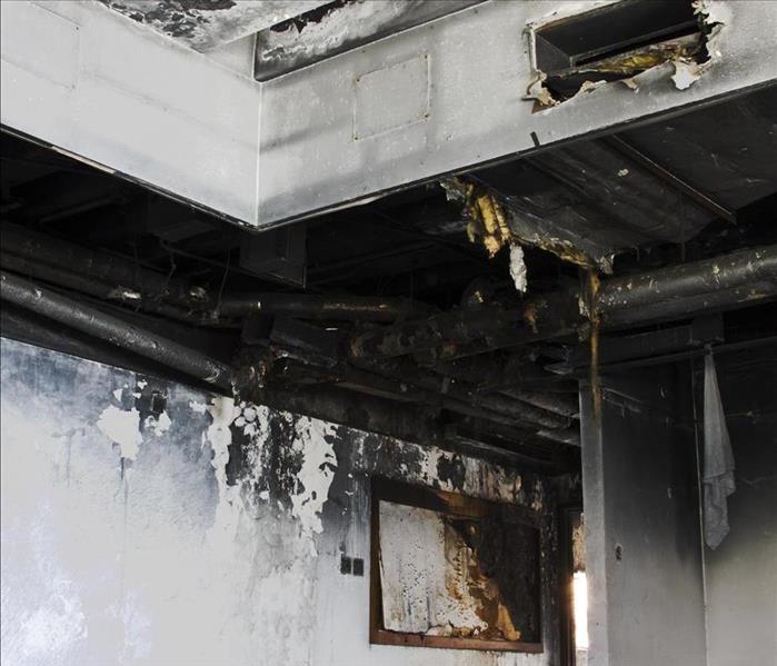 Inside of a building damaged by fire